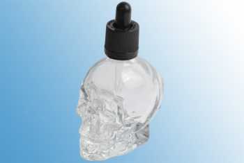 60 ml Totenkopf Glasflasche Skull mit Pipette