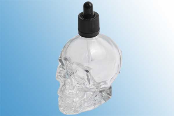 120 ml Totenkopf Glasflasche Skull mit Pipette