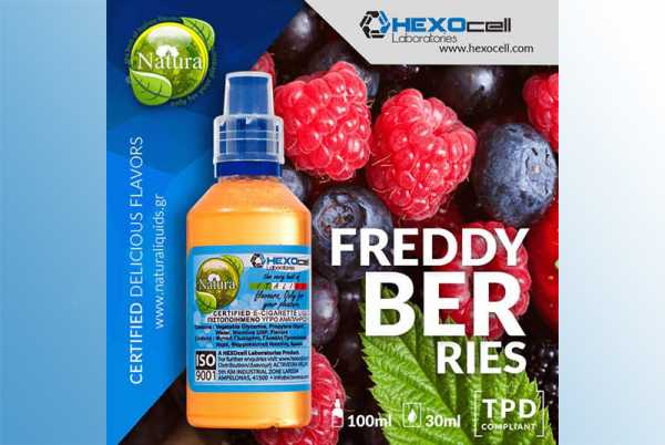 Freddy Berries – Hexocell Shake & Vape 30ml/100ml leckere Beerenmix wie Himbeeren und Blaubeeren mit leichter Minznote