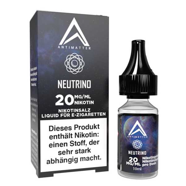 Neutrino Antimatter Nikotinsalz Liquid 20mg 10ml geeiste schwarze Johannisbeeren mit feiner Honig Note