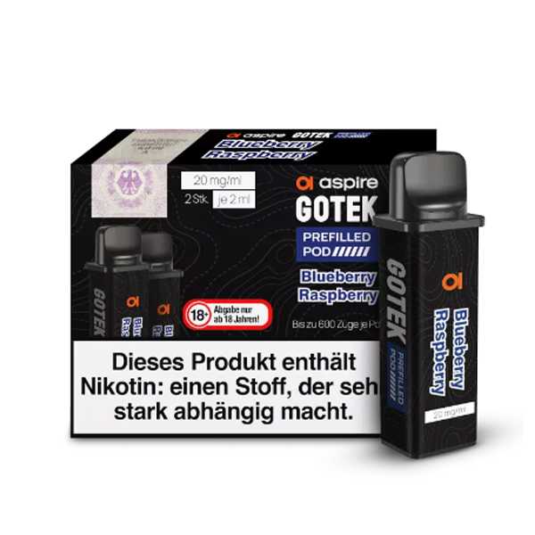 Blueberry Raspberry 20mg Aspire GoTek Pod 2 Stück (süße Blaubeeren und Himbeeren)