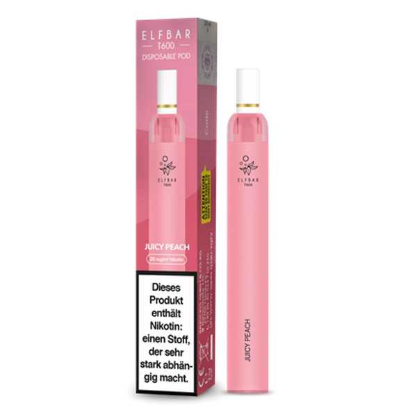 Juicy Peach Elf Bar T600 E-Shisha 0 / 20mg NicSalt erfrischender Pfirsich Saft