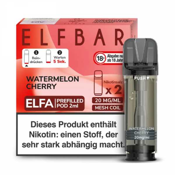 Watermelon Cherry 20mg Elf Bar Elfa Pod 2 Stück (Wassermelone trifft auf Kirsche)