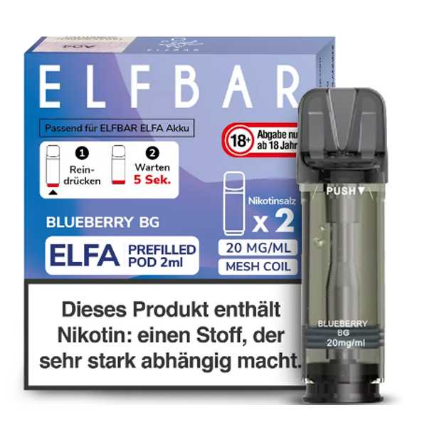 Blueberry BG 20mg Elfbar Elfa Pod 2 Stück (Blaubeer Kaugummi)