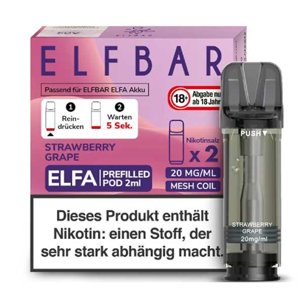 Strawberry Grape 20mg Elfbar Elfa Pod 2 Stück (Erdbeer Trauben Geschmack)