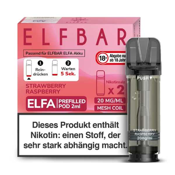 Strawberry Raspberry 20mg Elfbar Elfa Pod 2 Stück (Erdbeer Himbeer Geschmack)