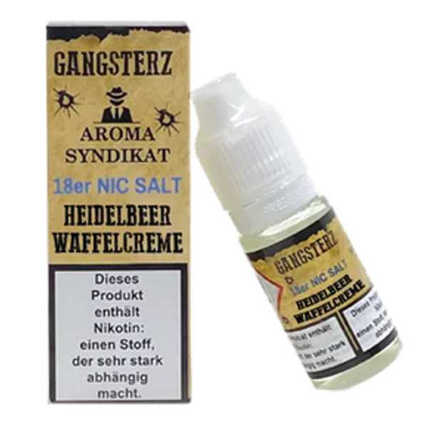 Heidelbeer Waffelcreme Gangsterz Nikotinsalz Liquid 10ml frisch gebackene Waffel mit Blaubeeren und Sahne