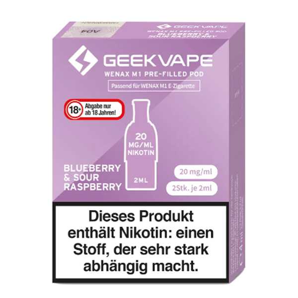 Blueberry & Sour Raspberry Geekvape M1 Pod 2 Stück (süße Blaubeeren und süß säuerliche Himbeeren)