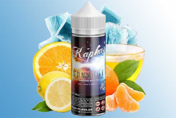 Sunshot Kapka's Flava Aroma 30ml + 200ml Chubby Flasche Fruchtmix aus Zitrusfrüchten wie Orange und Mandarine mit grünen Tee und Cooling Kick