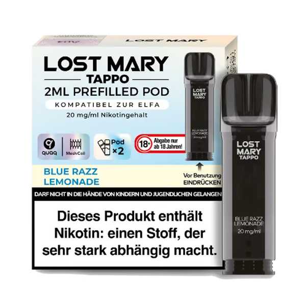 Blue Razz Lemonade Lost Mary Tappo Pod 20mg (2 Stück pro Packung) (blaue Himbeer Lemonade)