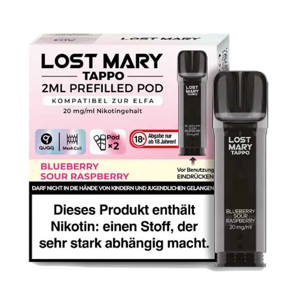 Blueberry Sour Raspberry Lost Mary Tappo Pod 20mg (2 Stück pro Packung) (Fruchtmix aus Blaubeeren und Himbeeren)