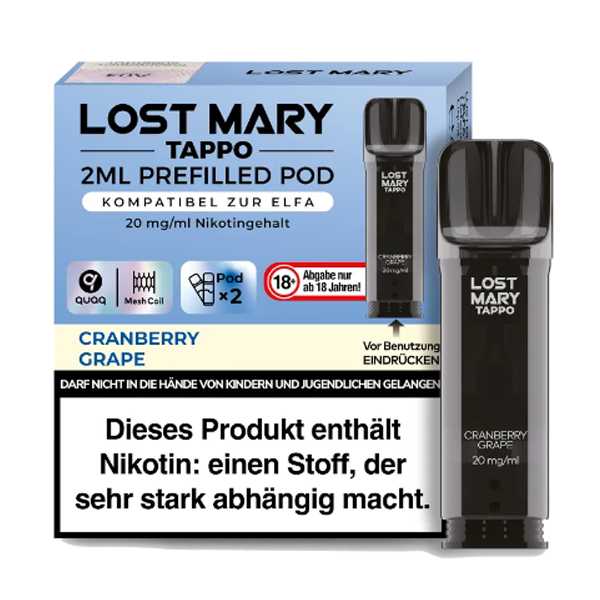 Cranberry Grape Lost Mary Tappo Pod 20mg (2 Stück pro Packung) (Cranberry und Trauben Geschmack)