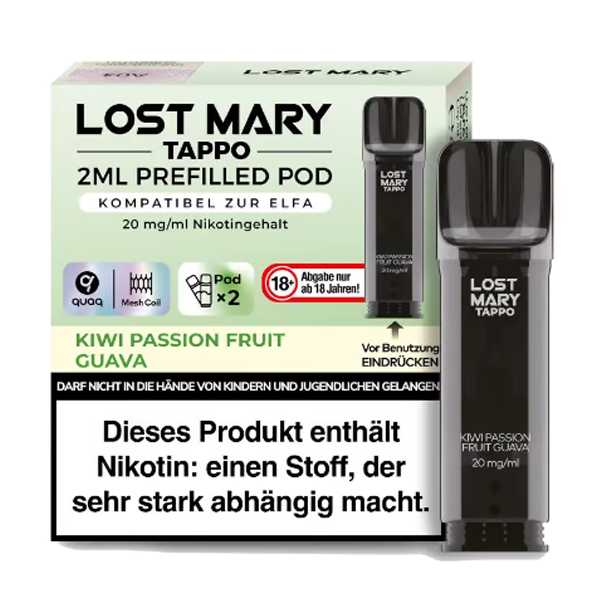 Kiwi Passion Fruit Guava Lost Mary Tappo Pod 20mg (2 Stück pro Packung) (Früchtemix aus Kiwi, Passionsfrucht und Guave)