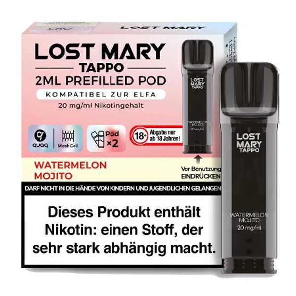 Watermelon Mojito Lost Mary Tappo Pod 20mg (2 Stück pro Packung) (Wassermelonen Cocktail mit Minze und Kühle)