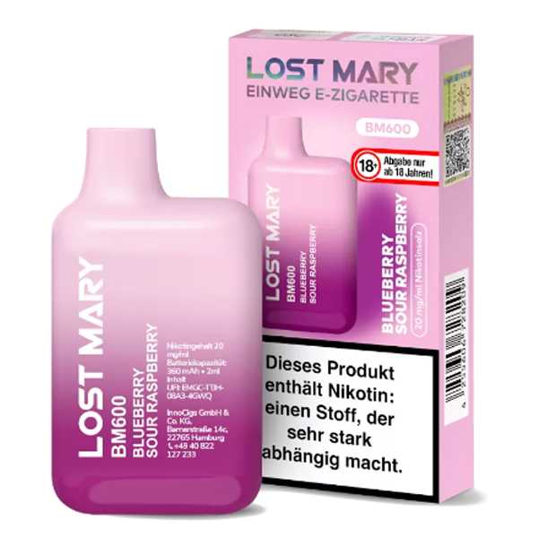 Blueberry Sour Raspberry Lost Mary BM600 Einweg E-Zigarette (Fruchtmix aus Blaubeeren und Himbeeren)